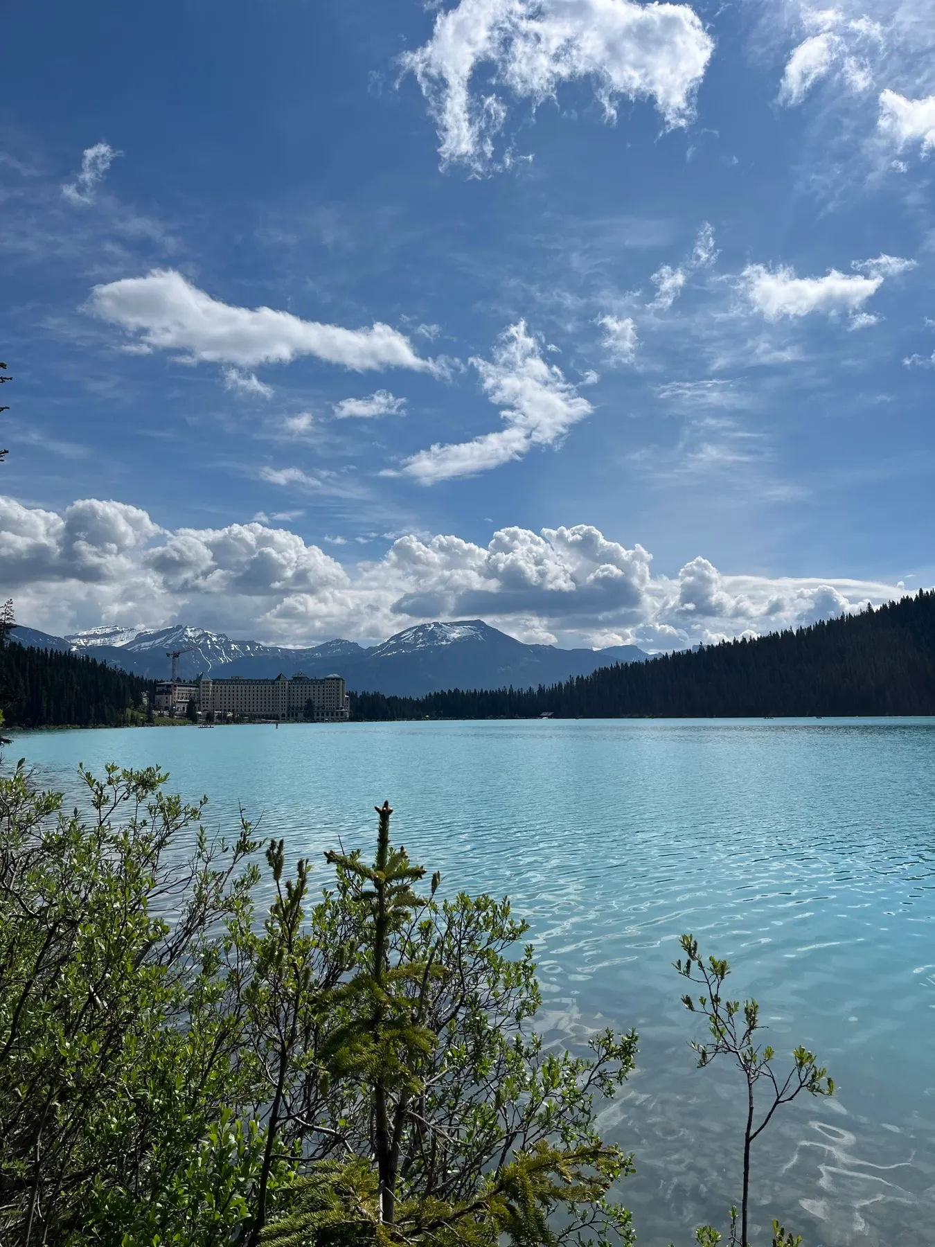 Lake Louise and the Fairmont hotel viewed from a quieter side trail