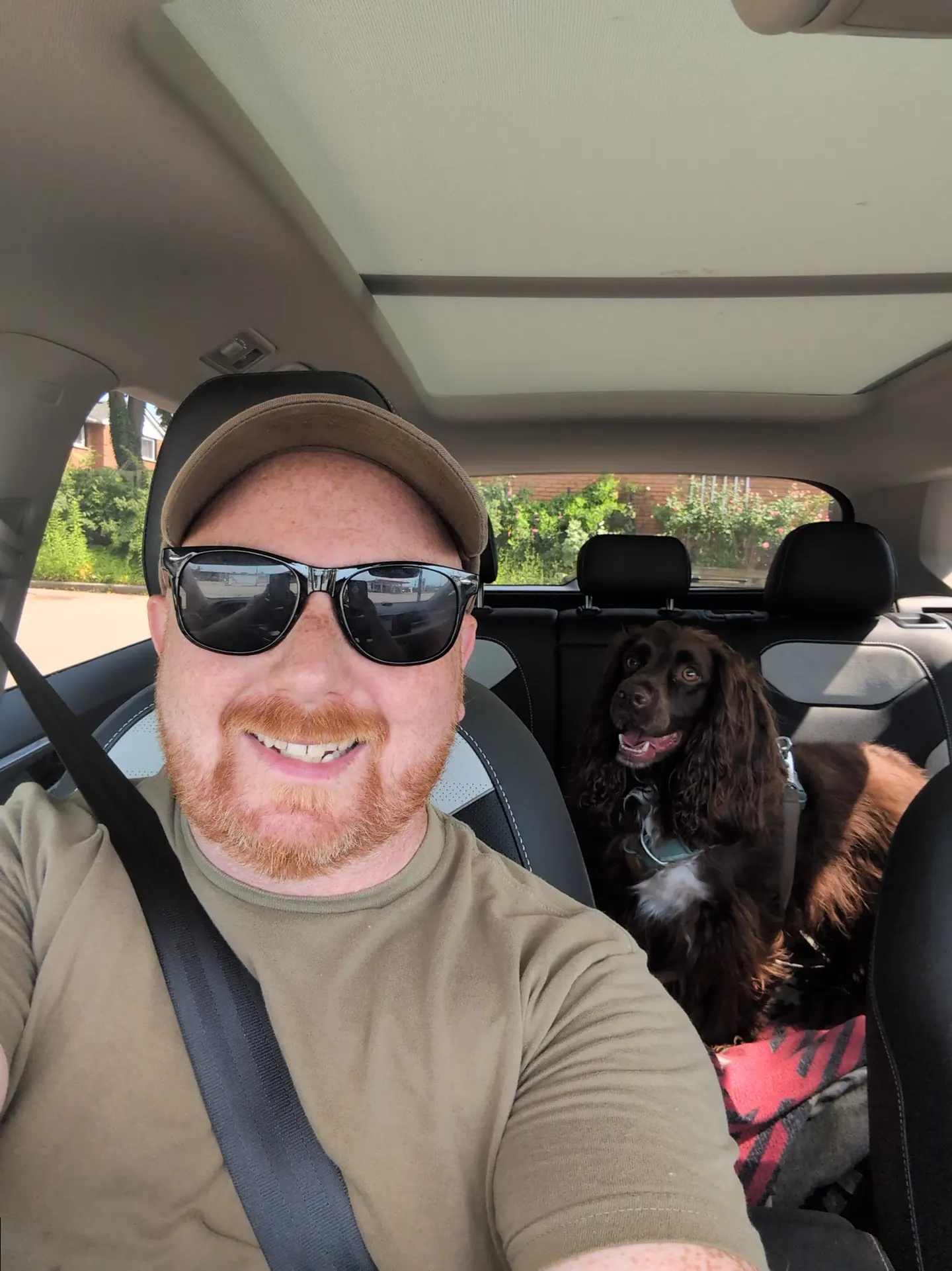 Shaun and Tilly together in the car