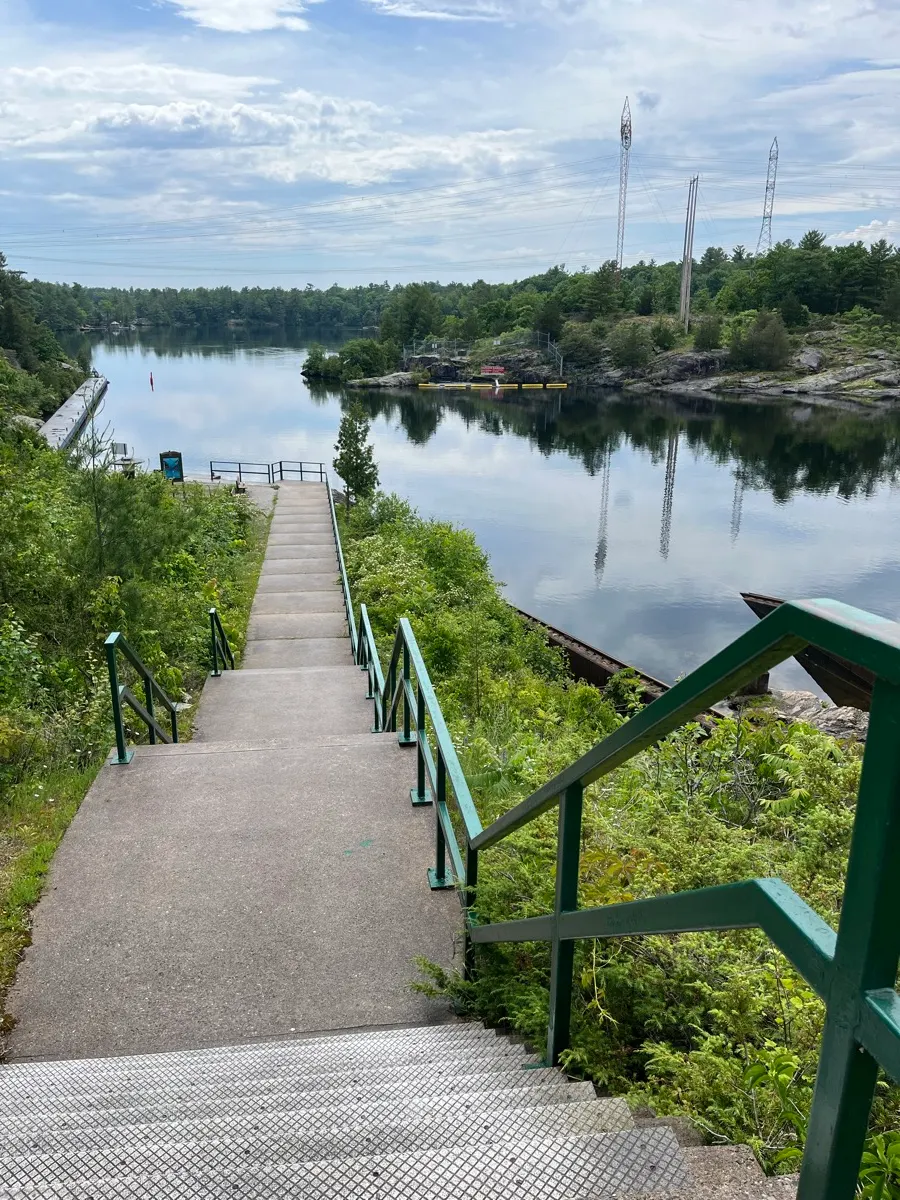 The water and railway tracks viewed from Big Chute