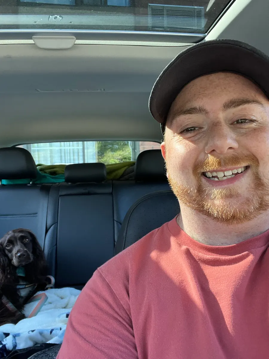 Shaun and Tilly setting off from Parry Sound in the Volkswagen Golf