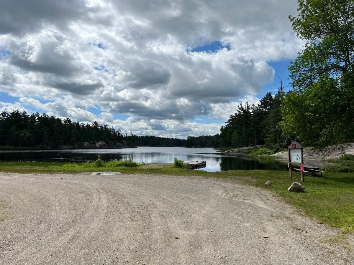 Clouds reflected in the water at Grundy Lake