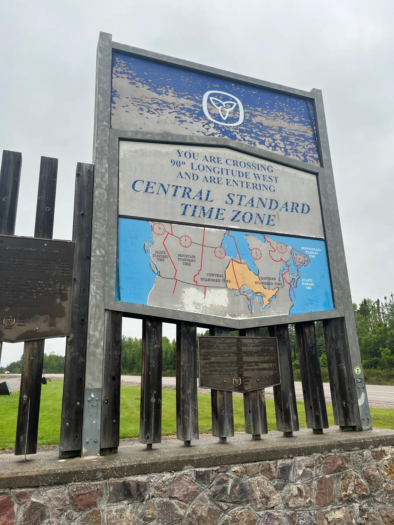 The Central Standard Time Zone sign beside the Trans-Canada Highway