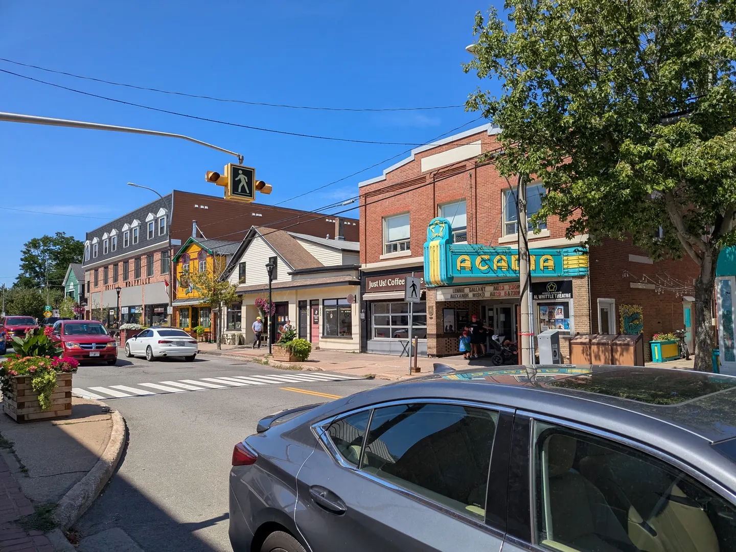 Main Street in Wolfville on a sunny afternoon